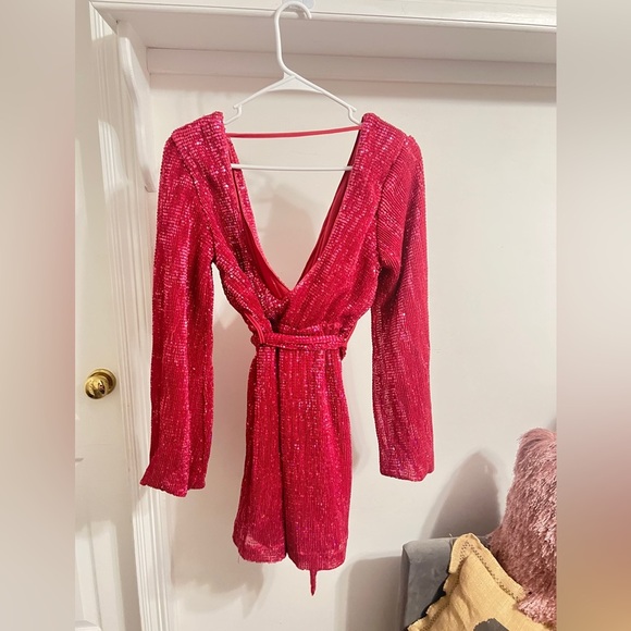 FINAL PRICE HELLO MOLLY STATIC MEMORY SEQUIN DRESS PINK - Picture 8 of 10